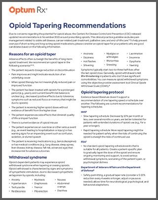 Opioid Tapering Recommndations