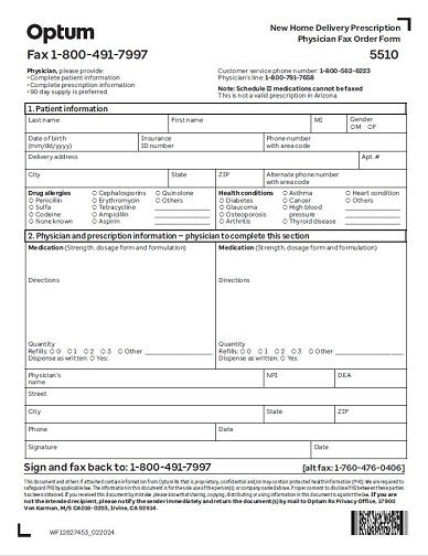 New Prescription Physician Fax Form
